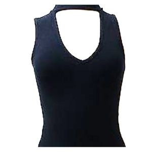 Black sleeveless choker top